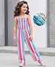 Mark & Mia Woven Off Shoulder Stripes Jumpsuit with Smokcing Detailing  -Multicolor