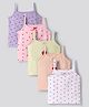 Bonfino Cotton Elastane Knit Sleeveless Slips with Fruit Print Pack of 5 - White Pink & Purple