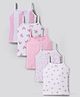 Bonfino Cotton Knit Sleeveless Striped Hearts & Polka Dots Printed Slips Pack Of 5 - Multicolour