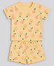 chuckleberrie Cotton Knit Half Sleeves Pears Printed Tee & Shorts Set - Cream