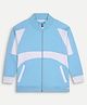 chuckleberrie  Cotton Knit Full Sleeves Colour Blocked Light Winter Jacket - Light Blue