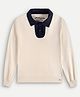 chuckleberrie  Cotton Knit Full Sleeves Colour Blocked Light Winter Sweatshirt - Beige