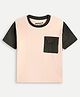 chuckleberrie Cotton Knit Half Sleeves Colour Blocked Tee - Cream