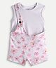 chuckleberrie Cotton Knit Floral Printed Dungaree With Sleeveless Tee - White
