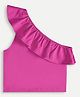 chuckleberrie Cotton Knit One Shoulder Sleeveless Frill Detailed Top - Pink