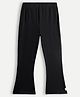 chuckleberrie Cotton Knit Full Solid Flared Trousers - Black