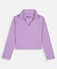 chuckleberrie  Cotton Knit Full Sleeves Solid Cropped Light Winter Sweatshirt - Purple