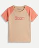chuckleberrie Cotton Knit Half Raglan Sleeves Bloom Text Printed Oversized Tee - Orange