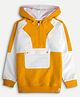 chuckleberrie  Cotton Knit Full Sleeves Colour Block Light Winter Hooded Sweatshirt - Orange