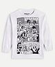 chuckleberrie  Cotton Knit Full Sleeves Comic Printed Light Winter Sweatshirt - White