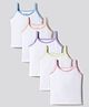Bonfino Cotton Elastane Knit Sleeveless Solid Colour Slips with Contrast Lace Detailing Pack of 5 - White