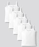 Bonfino Cotton Knit Sleeveless Solid Slips With Bow Applique Pack Of 5 - White