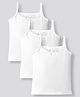 Bonfino Cotton Knit Sleeveless Solid Slips With Bow Applique Pack Of 3 - White