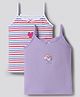 Bonfino Cotton Knit Sleeveless Striped Hearts & Unicorn Printed Slips Pack Of 2 - Multicolour