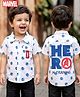Babyhug Marvel Poplin Woven Half Sleeves Shirt With Back Avengers Graphics & Pocket Detailing - White