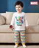 Babyhug Marvel Single Jersey Knit Full Sleeves T-Shirt & Pyjama Night Suit With Avengers Graphics - Multicolor