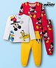 Babyhug Disney Single Jersey Knit Full Sleeves T-Shirt & Pyjama Co-ord Night Suits With Mickey Mouse Graphics Pack of 2 - Multicolor