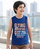 Pine Kids Cotton Knit Sleeveless Tank T-Shirt with Text Print - Navy Blue