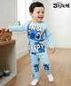 Babyhug Disney Single Jersey Knit Full Sleeves T-Shirt & Pyjama Night Suit With Stitch Graphics - Blue