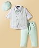 Robo Fry Cotton Woven Full Sleeves Striped 3 Piece Party Suit With Bow & Cap - Light Green