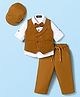Robo Fry Cotton Woven Full Sleeves Solid Party Suit With Cap - Khaki