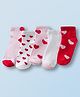 Honeyhap Premium Cotton Bamboo Spandex Ankle Length Socks  With Bio Finish Heart Design Pack Of 5 - Light Pink & White & Red