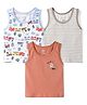 OHMS Single Jersey Knit Sleeveless Striped & Train Printed Vest Pack of 3 - White