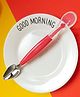 Domenico Soft Silicone Baby Fruit Scraping Feeding Spoon - Red