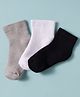 Honeyhap Premium Cotton Spandex Terry Knit Ankle Length Solid Colour Socks With Bio Finish Pack of 3 - Black White & Grey