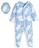 Plan B Cotton Knit Full Sleeves Polar Bear Printed Sleepsuit - Blue