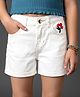 Primo Gino Cotton Woven Solid Denim Shorts With Embroidery Detailing - White