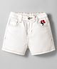 Primo Gino Cotton Woven Solid Denim Shorts With Embroidery Detailing - White