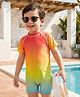 Babyhug Water Repellent Half Raglan Sleeves Legged Swimsuit With Tree Print - Multicolor