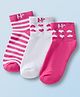 Honeyhap Premium Cotton Bamboo Spandex Ankle Length Socks With Bio Finish Heart Design Pack Of 3 - Fandanco Pink & White