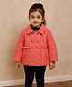 KIDSDEW Woven Full Sleeves Frill Detailed Quilted Jacket - Orange