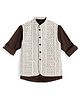 Charchit Cotton Blend Woven Geometric Printed Jacket With Full Sleeves Shirt - Brown