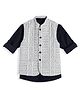 Charchit Cotton Blend Woven Full Sleeves Solid Shirt With Geometric Printed Nehru Jacket - Navy Blue