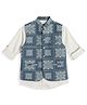 Charchit Cotton Blend Woven Abstract Printed Jacket With Full Sleeves Shirt - Blue