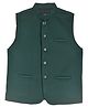 Charchit Cotton Blend Woven Sleeveless Solid Nehru Jacket - Green