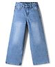 Primo Gino Woven Full Length Wide Leg Jeans with Back Pocket Star Patch - Blue