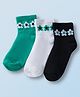 Honeyhap Premium Cotton Bamboo Spandex Ankle Length Socks With Bio Finish Floral Design Pack Of 3 - Green Black & White