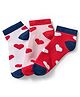 Honeyhap Premium Cotton Blend Bamboo Spandex Ankle Length Socks With Hearts Design & Bio Finish Pack Of 3 - Pink Slat Bright White & Blue Elixir