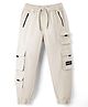 Primo Gino Cotton Woven Twill Lycra Full Length  Joggers With Cargo Pockets- Light Grey