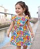 Babyhug Interlock Knit Half Sleeves Floral Printed Frock with Frill Detailing - Multicolour