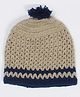 USHA ENTERPRISES Wool Woven Colour Blocked Pom Pom Detailed Beanie Cap - Blue - Circumference 34-38 Cms