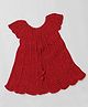 USHA ENTERPRISES Wool Woven Half Sleeves Solid Dress - Red