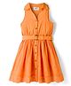 Hola Bonita 100% Cotton Woven Sleeveless Embroidered Frock With Belt - Orange