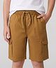 Primo Gino Cotton Elastane Knit Knee Length Solid Colour Shorts with Cargo Pockets -Light Brown