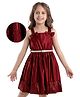 Hola Bonita Woven Sleeveless Dress with Belt Bow Applique & Sequin Detailing - Maroon