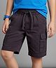 Primo Gino Twill Lycra Woven Solid Cargo Shorts - Charcoal Grey